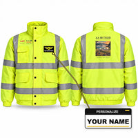 Thumbnail for Grumman American AA-5B Tiger Reflective Winter Jackets - Poster + Name - Fluorescent Yellow