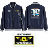 Thumbnail for Grumman American AA-5B Tiger Stylish Jackets - Baseball Collar - Cartoon + Name - Navy Blue