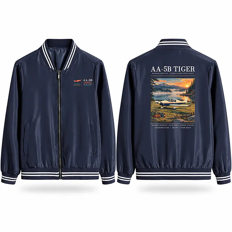 Grumman American AA-5B Tiger Stylish Jackets - Baseball Collar - Poster - Navy Blue