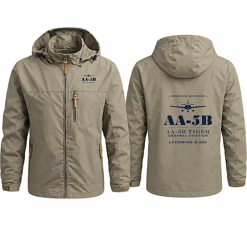 Grumman American AA-5B Tiger Stylish Jackets - Hooded Windbreaker - Heritage - Khaki