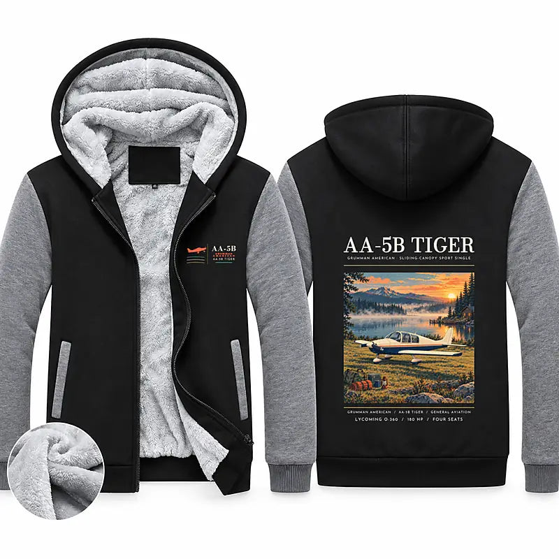 Grumman American AA-5B Tiger Zipped Sweatshirts - Poster - Black & Gray