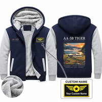 Thumbnail for Grumman American AA-5B Tiger Zipped Sweatshirts - Poster + Name - Navy & Gray