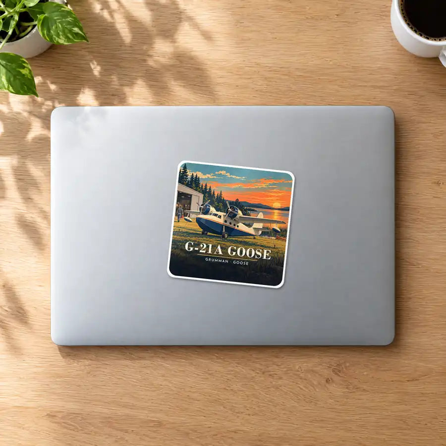 Grumman G-21A Goose - 3D - Square Sticker - MacBook