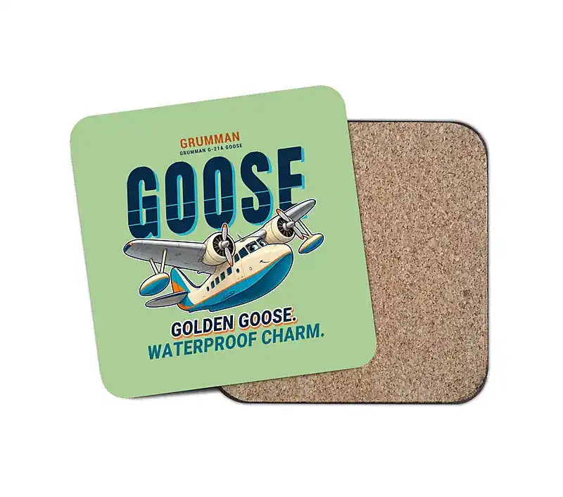 Grumman G-21A Goose - Cartoon - Coaster - Light Green