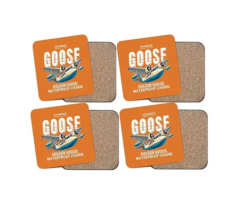 Grumman G-21A Goose - Cartoon - Coaster Set - Orange