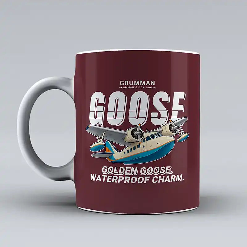 Grumman G-21A Goose - Cartoon - Mug - Dark Red