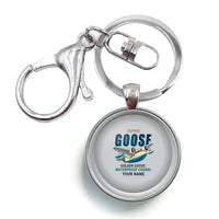 Thumbnail for Grumman G-21A Goose - Cartoon + Name - Circle Key Chain - Light Gray