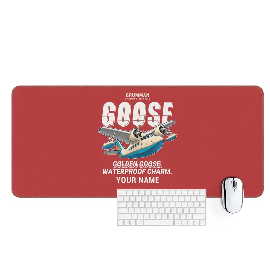 Grumman G-21A Goose - Cartoon + Name - Desk Mat - Red