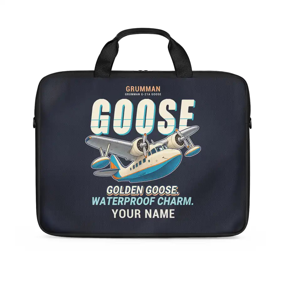 Grumman G-21A Goose - Cartoon + Name - Laptop Bag