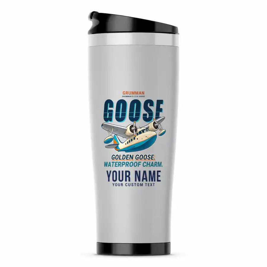 Grumman G-21A Goose - Cartoon + Name - Stainless Steel (No Holder) - Light Gray