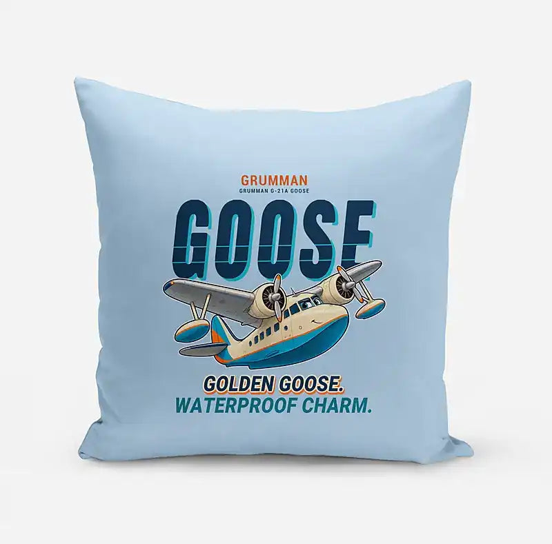 Grumman G-21A Goose - Cartoon - Pillow - Light Blue