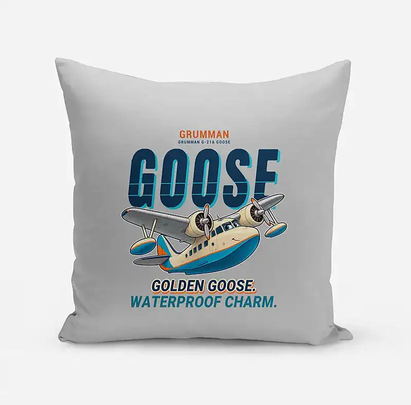 Grumman G-21A Goose - Cartoon - Pillow - Light Gray