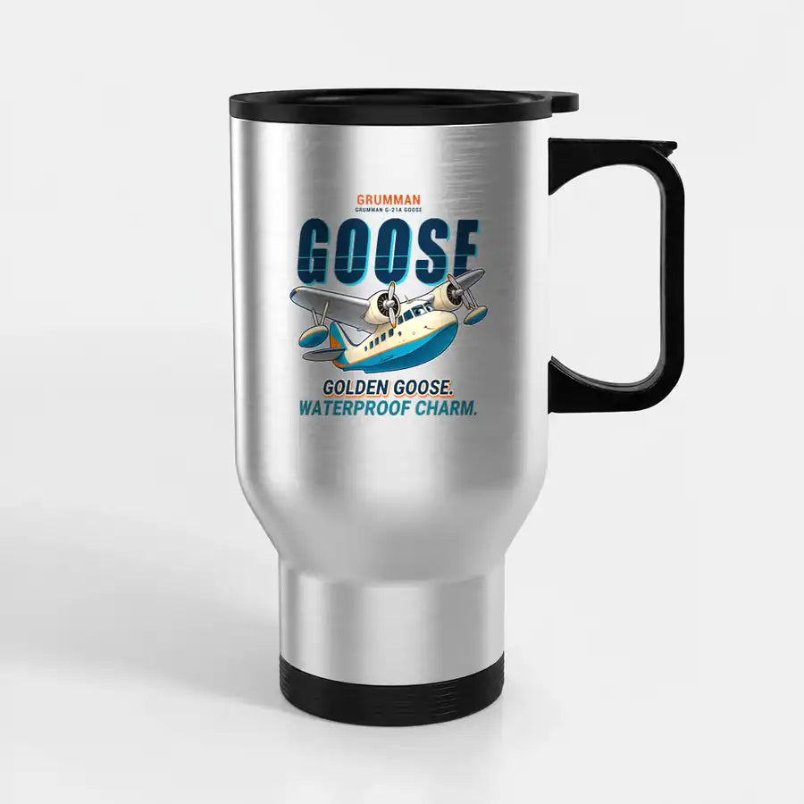 Grumman G-21A Goose - Cartoon - Stainless Steel with Holder - Silver