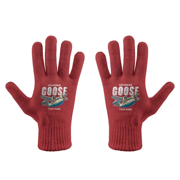 Grumman G-21A Goose - Gloves - Full - Cartoon + Name - Red
