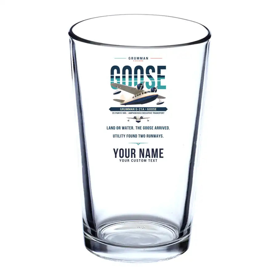 Grumman G-21A Goose - Original + Name - Beer & Water Glass