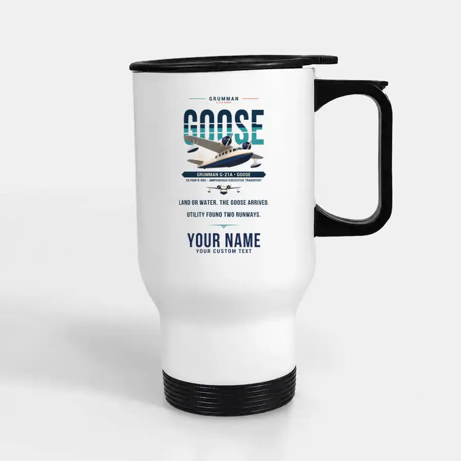 Grumman G-21A Goose - Original + Name - Stainless Steel with Holder - White