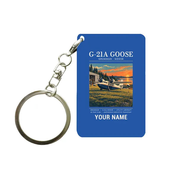 Grumman G-21A Goose - Poster + Name - Key Chain - Blue