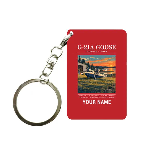 Grumman G-21A Goose - Poster + Name - Key Chain - Red