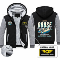 Thumbnail for Grumman G-21A Goose Zipped Sweatshirts - Cartoon + Name - Black & Gray