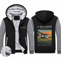 Thumbnail for Grumman G-21A Goose Zipped Sweatshirts - Poster - Black & Gray