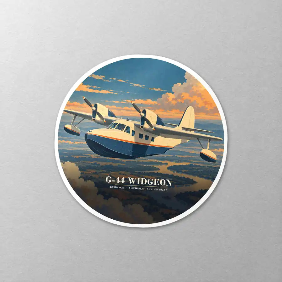 Grumman G-44 Widgeon - 3D - Circle Sticker - Close-up