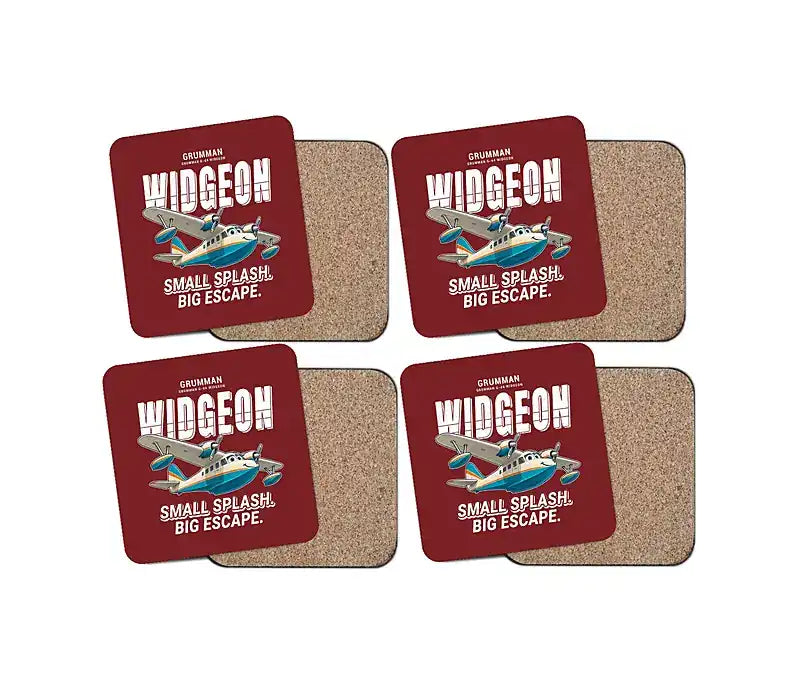 Grumman G-44 Widgeon - Cartoon - Coaster Set - Dark Red