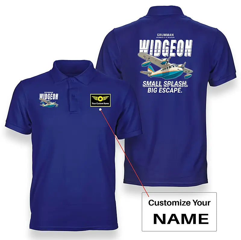 Grumman G-44 Widgeon - Cartoon - Double-Side Polo - Blue + Name