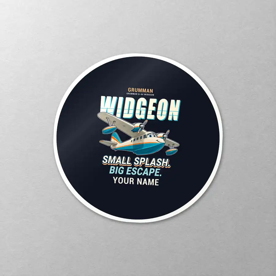Grumman G-44 Widgeon - Cartoon + Name - Circle Sticker - Close-up