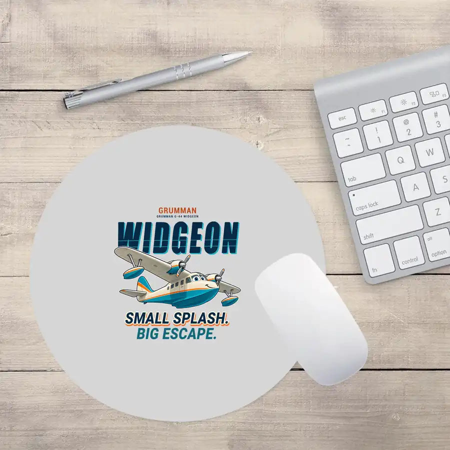 Grumman G-44 Widgeon - Cartoon - Round Mouse Pad - Light Gray