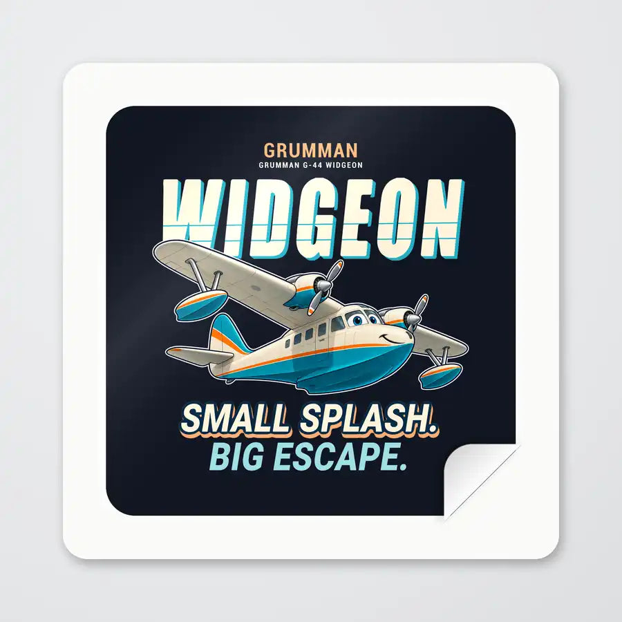 Grumman G-44 Widgeon - Cartoon - Square Sticker - Peel