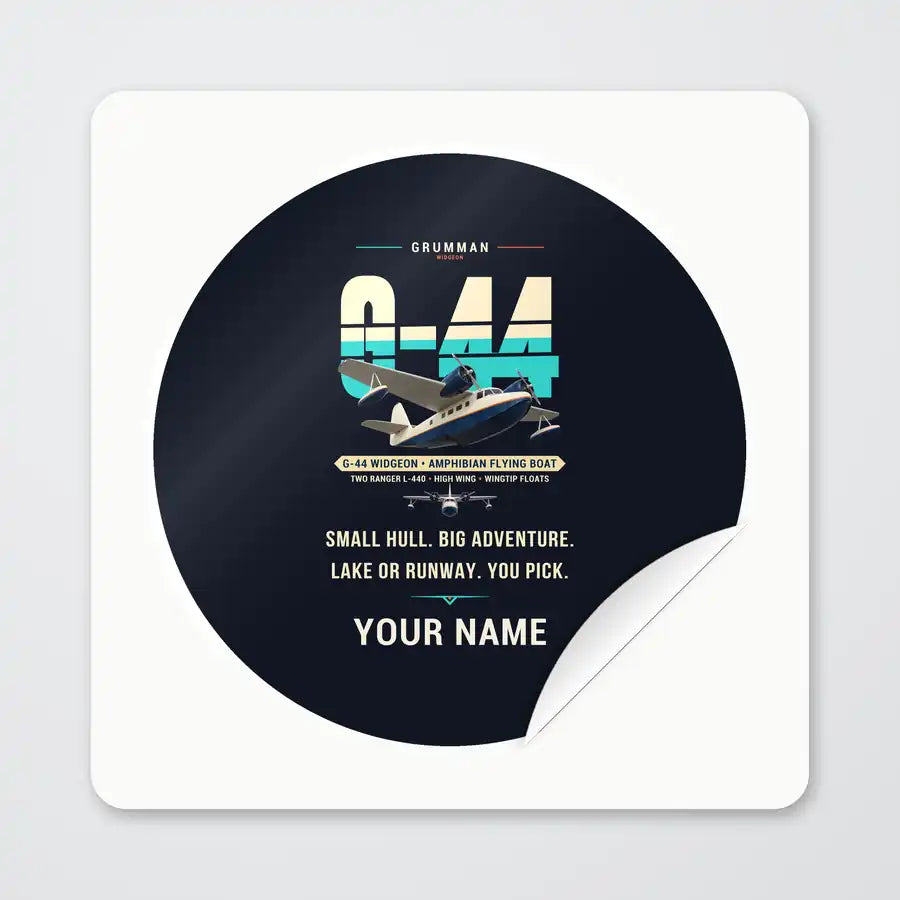 Grumman G-44 Widgeon - Original + Name - Circle Sticker - Peel