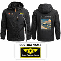 Thumbnail for Grumman G-44 Widgeon Stylish Jackets - Hooded Windbreaker - Poster + Name - Black