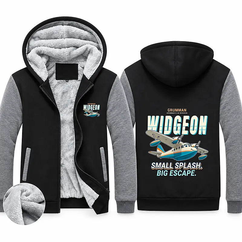 Grumman G-44 Widgeon Zipped Sweatshirts - Cartoon - Black & Gray