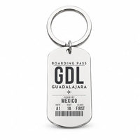 Thumbnail for Guadalajara International Airport GDL - Key Chain - Boarding Pass Style - Silver