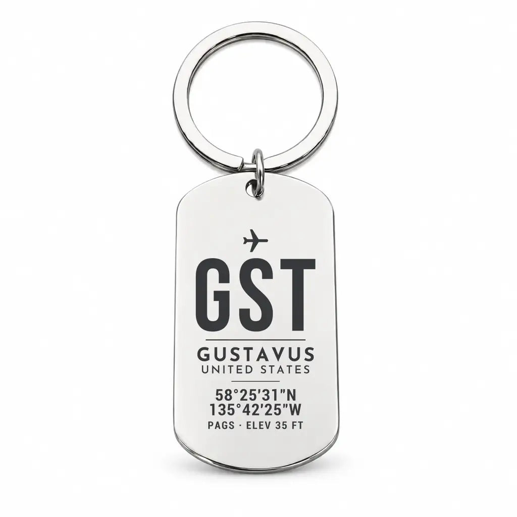 Gustavus Airport GST - Key Chain - Original Design - Silver