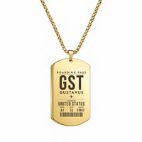 Thumbnail for Gustavus Airport GST - Necklace - Boarding Pass Style - Gold