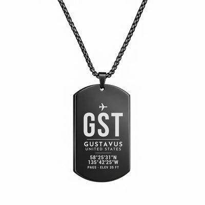 Gustavus Airport GST - Necklace - Original Design - Black