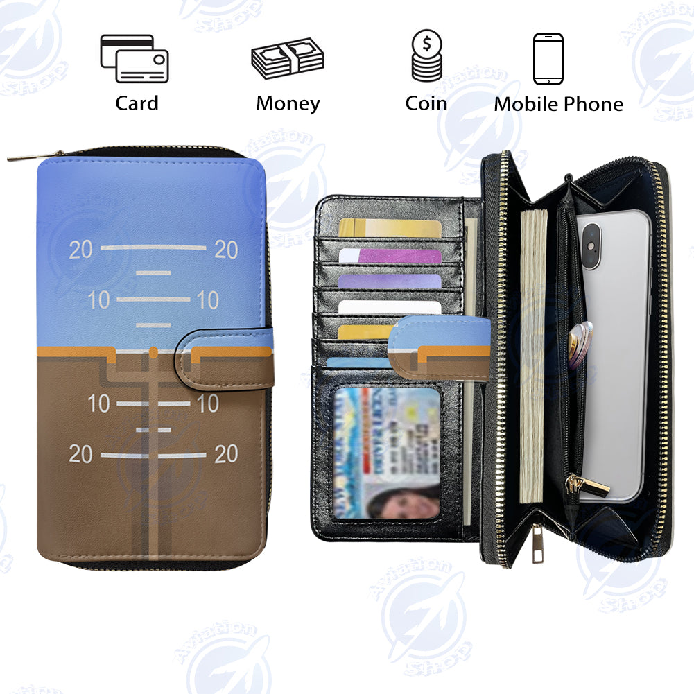 Gyro Horizon Designed Leather Long Zipper Wallets