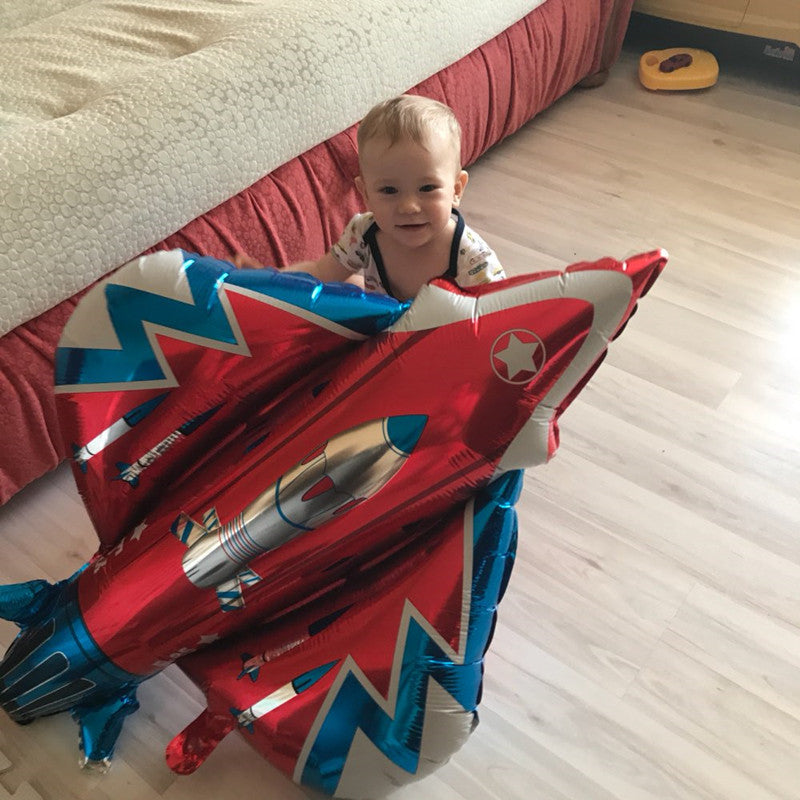Cartoon Fighter Jet Shaped Balloon: Large Size, Fun Aircraft Design(90*85CM)