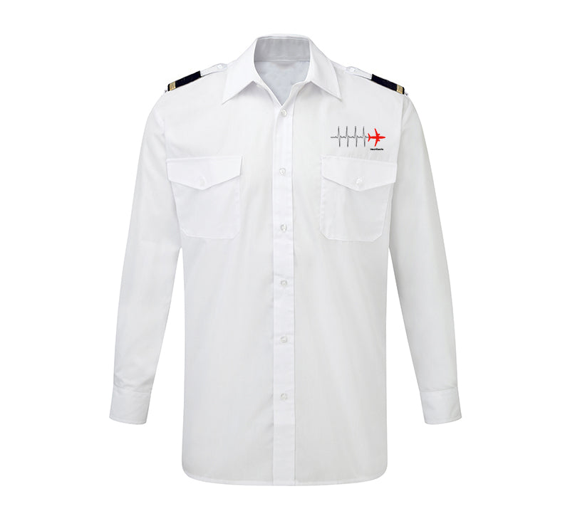 Aviation Heartbeats Designed Long Sleeve Pilot Shirts