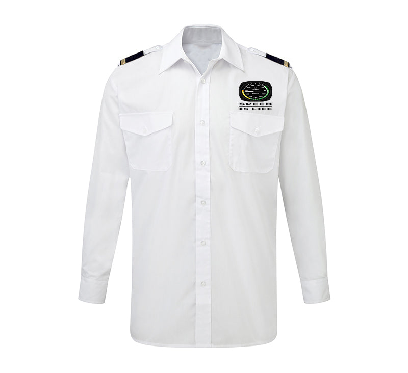 Speed Is Life Designed Long Sleeve Pilot Shirts
