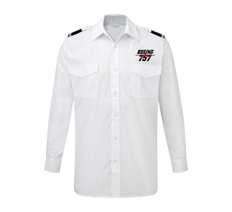 Amazing Boeing 757 Designed Long Sleeve Pilot Shirts
