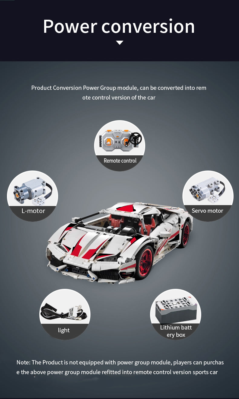 1696Pcs White Super Racing For RC Building Blocks Car Model