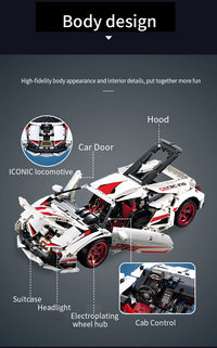 Thumbnail for 1696Pcs White Super Racing For RC Building Blocks Car Model