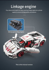 Thumbnail for 1696Pcs White Super Racing For RC Building Blocks Car Model