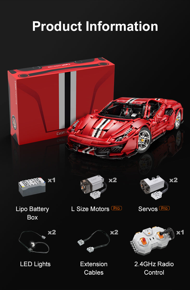 3187Pcs1:8 scale sports car For RC Building Blocks Car Model