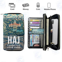 Thumbnail for Hannover Airport (HAJ) Leather Wallets - Zip Long Wallet - Scene + Name