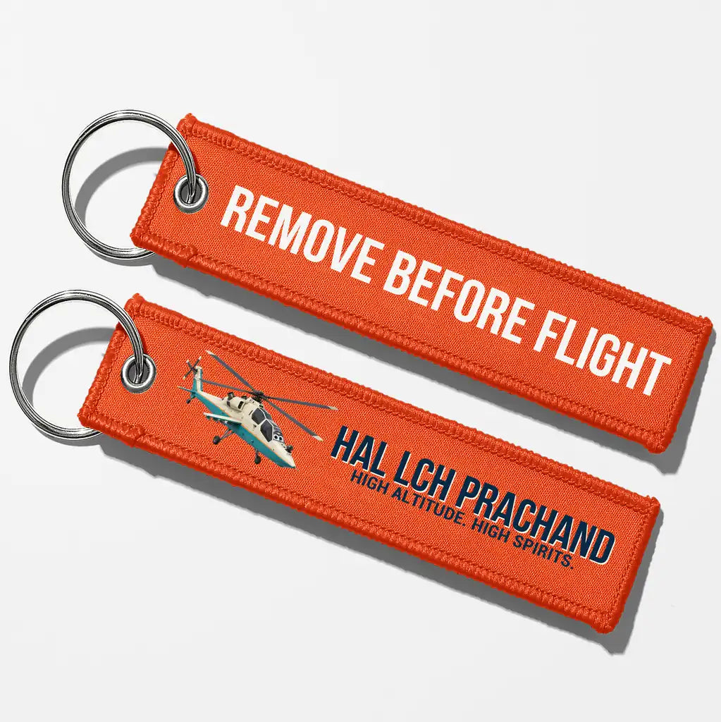 Cartoon HAL LCH Prachand Aviator Key Chains - Orange - Remove Before Flight