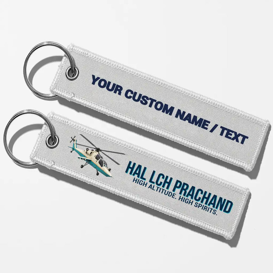 Cartoon HAL LCH Prachand Aviator Key Chains - White - Personalized