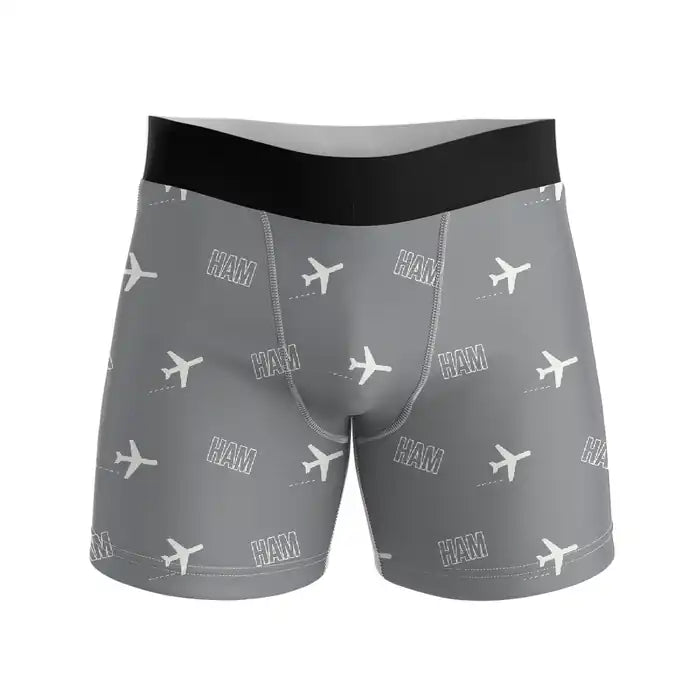Hamburg Airport Helmut Schmidt (HAM) Men Boxers - Pattern - Gray